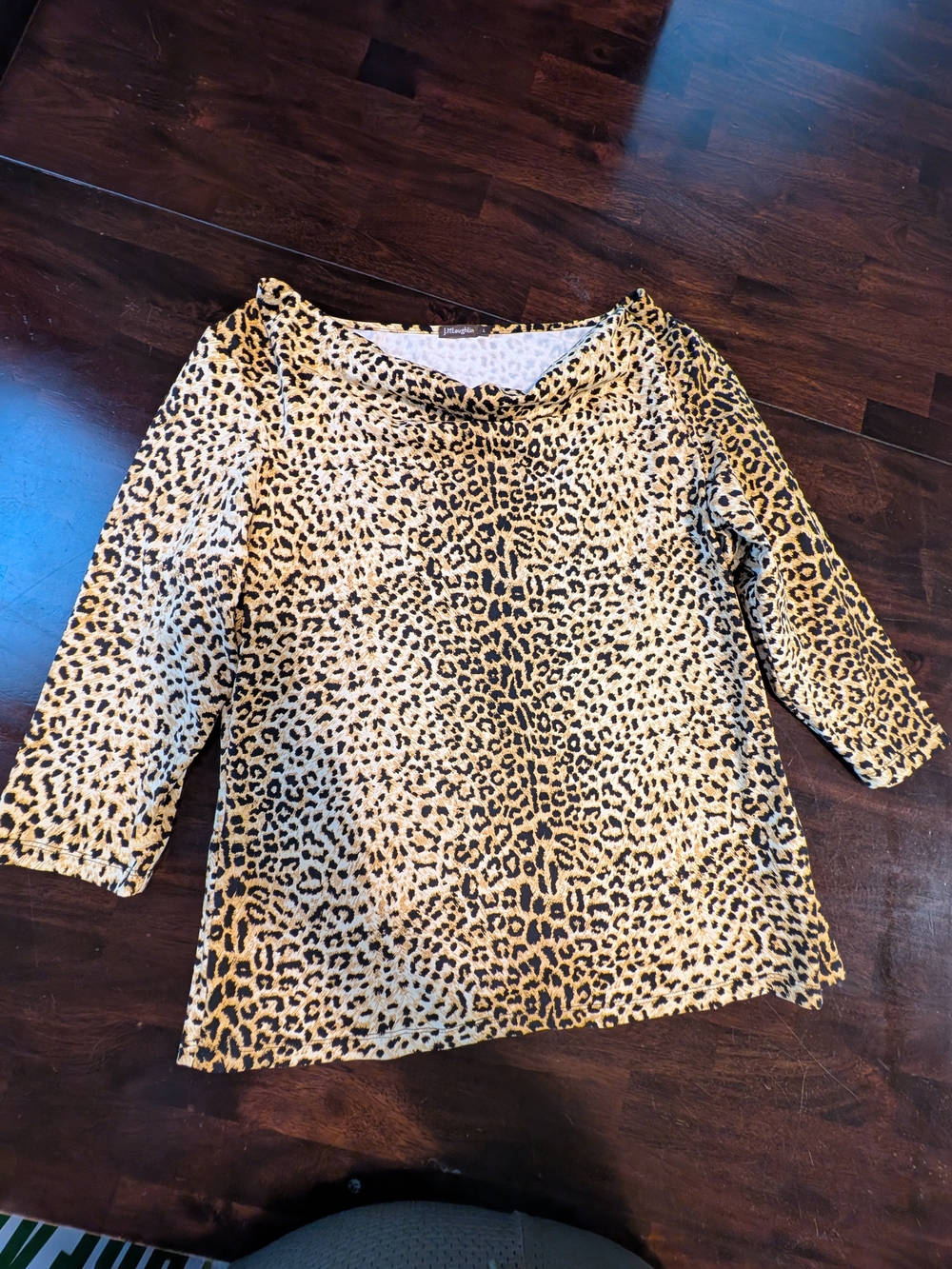 J. McLaughlin Leopard Print 3/4 Sleeve Catalina Cloth Top, Women's Large
